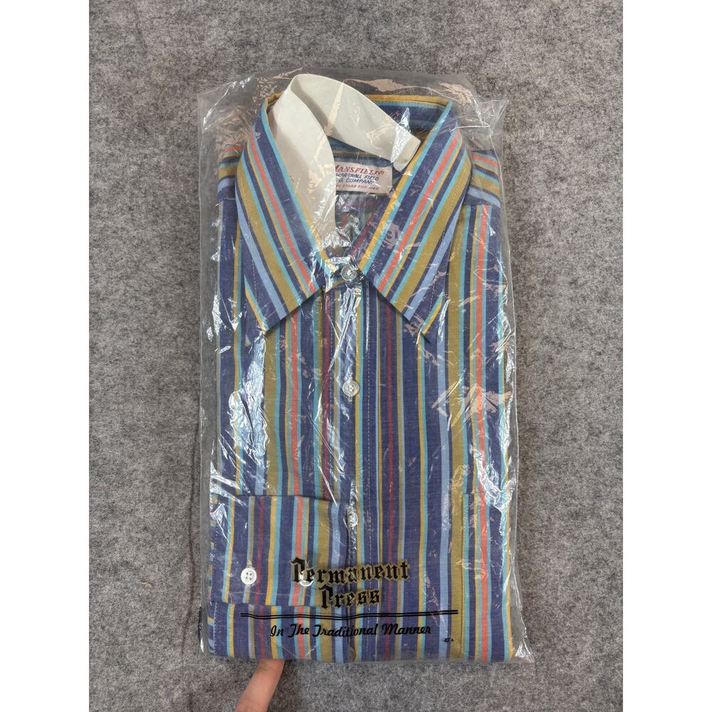Vtg 80s Mansfield Marshall Field & Company Striped Dress Shirt Mens Size 15 NWT
